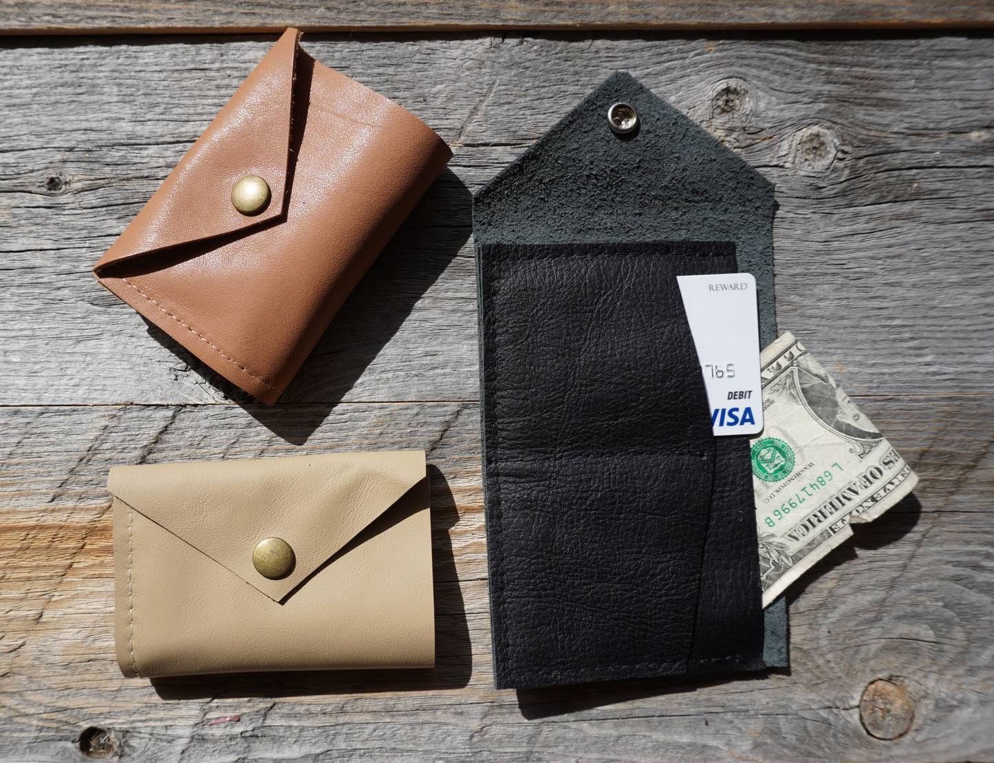 Bi Fold Leather Wallet ~ Credit Card Wallet ~ Snap Closure ~ Gift Wallet