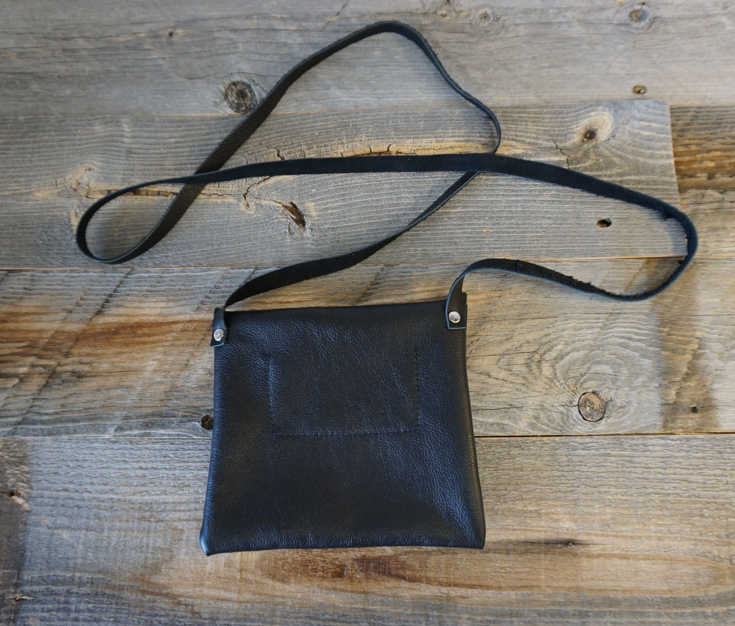 Square Genuine Leather Purse with long strap / snap closure ~ Smartphone / iPhone, wallet and ID Bag / Leather Cross body bag