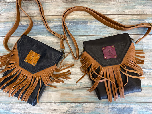 Genuine Leather Fringed Cross body Bag, Western Fringe Bag, Country Concert Purse, Leather Western Cross body bag